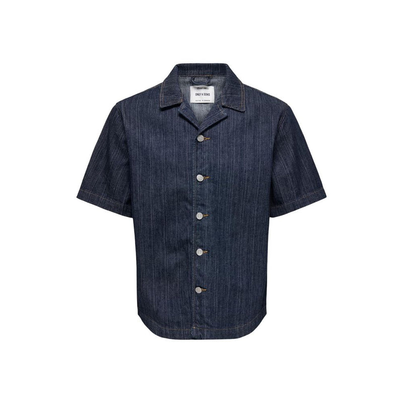 Only & Sons Onswayne Blue Cotton Shortsleeve Shirt