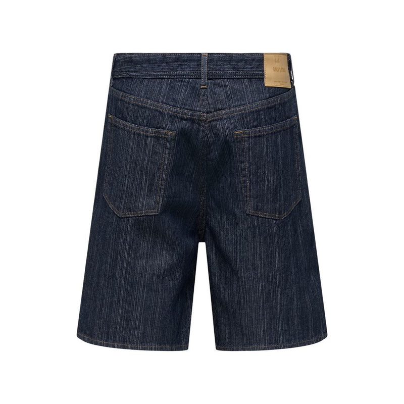 Only & Sons Onsfade Loose Blue Cotton Bermuda Shorts
