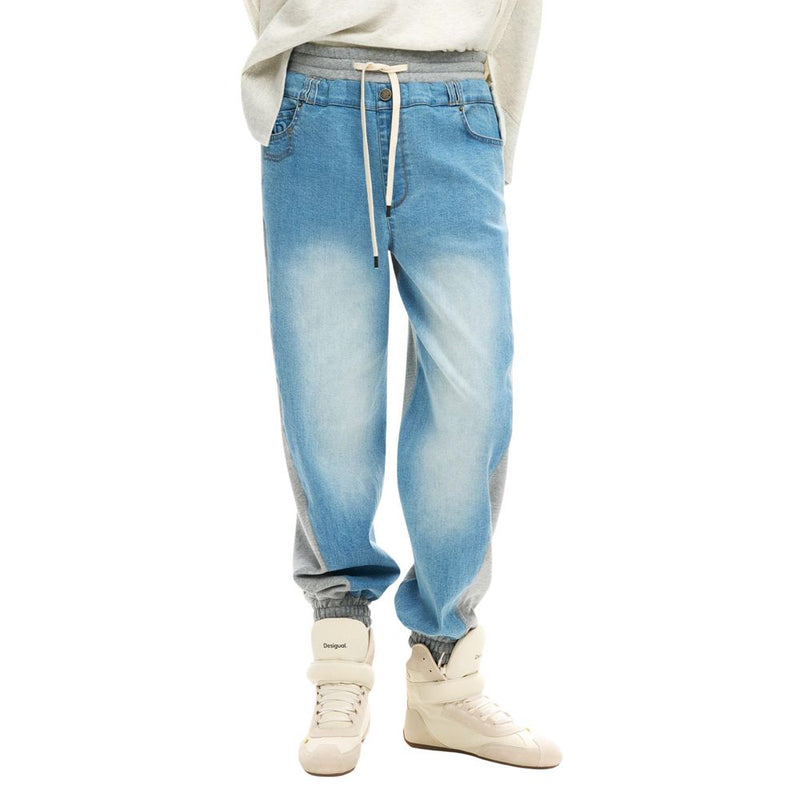 Desigual Light Blue Cotton Mom Jeans - Sporty & Stylish Fit