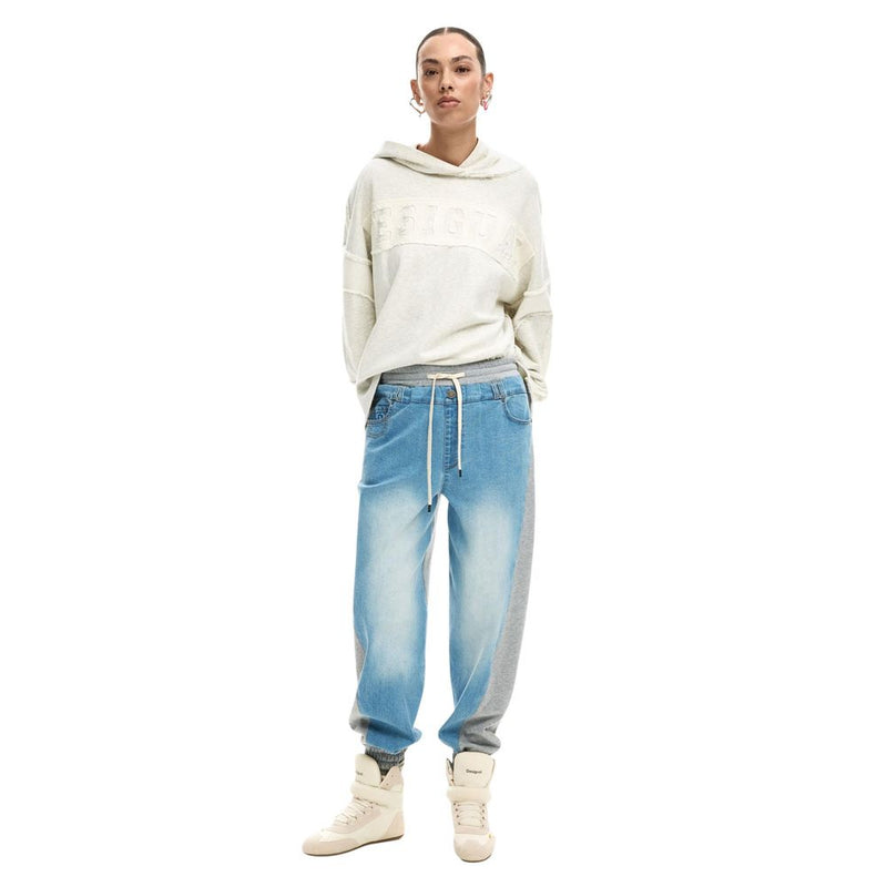 Desigual Light Blue Cotton Mom Jeans - Sporty & Stylish Fit