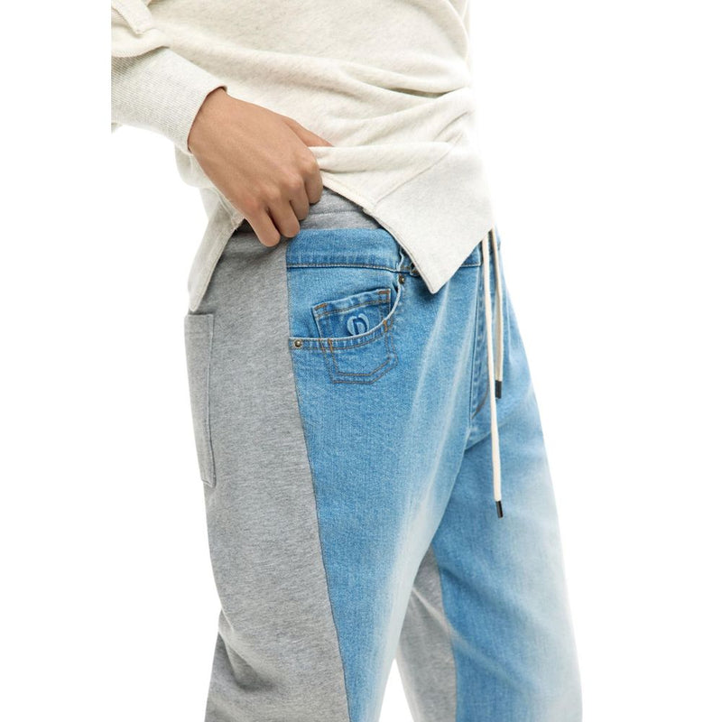Desigual Light Blue Cotton Mom Jeans - Sporty & Stylish Fit