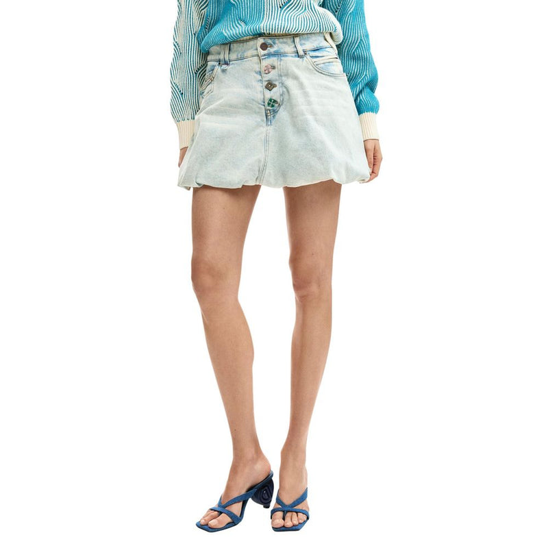 Desigual FAL_GLOBO Blue Cotton Mini Skirt for Women