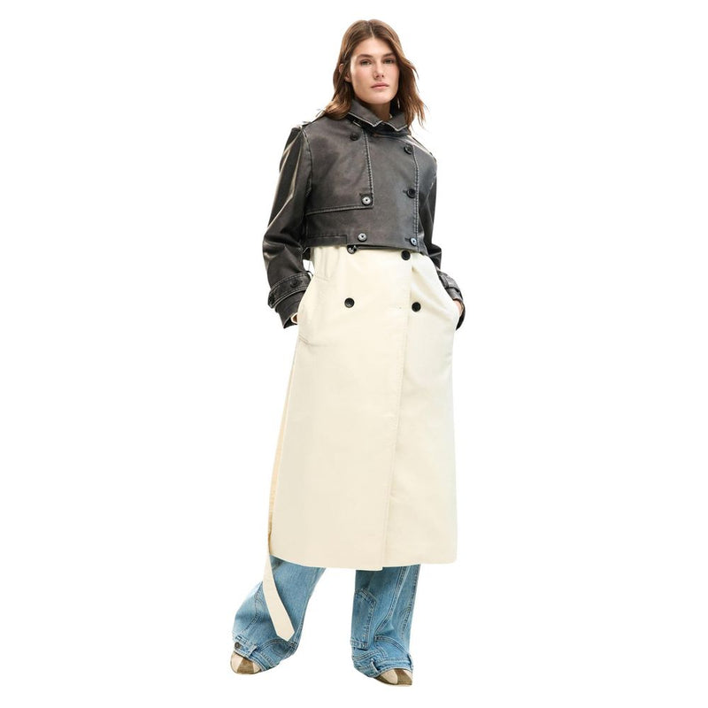 Desigual CHAQ_DUOLO 26SWEW34 Women's Cream Trench Coat