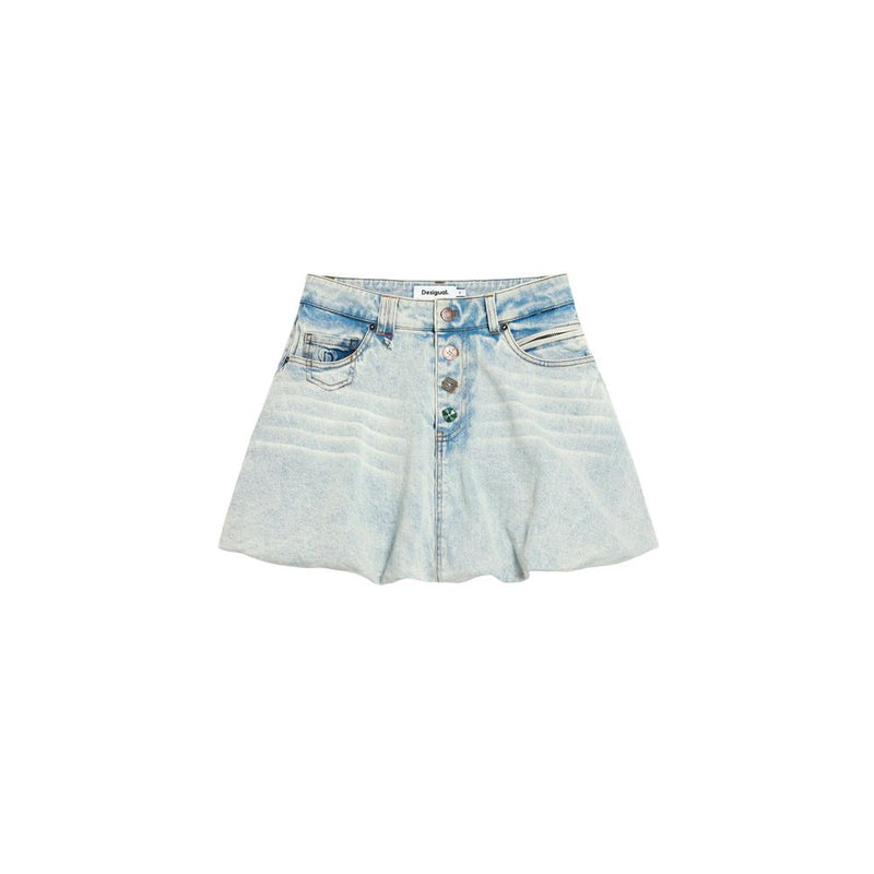 Desigual FAL_GLOBO Blue Cotton Mini Skirt for Women