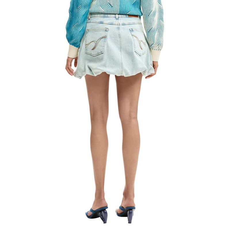 Desigual FAL_GLOBO Blue Cotton Mini Skirt for Women