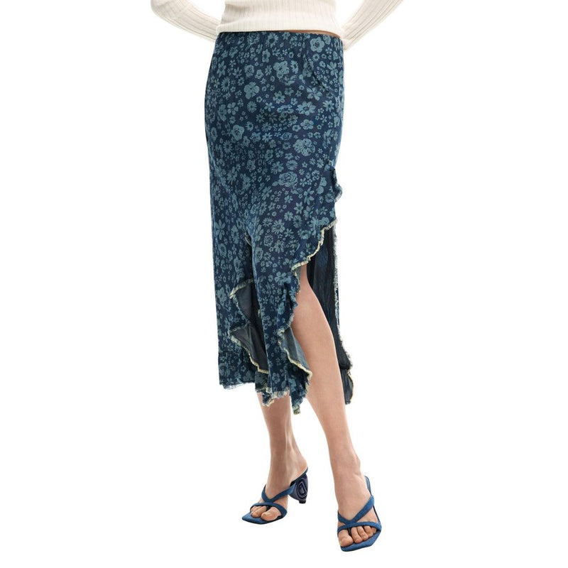 Desigual FAL_ANEM 26SWFW04 Blue Lyocell Long Skirt