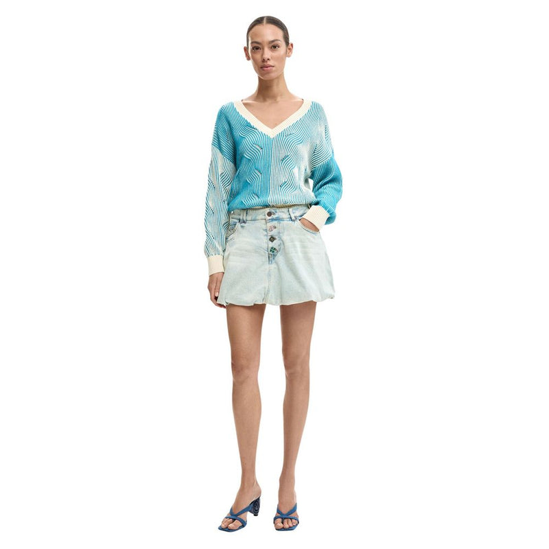 Desigual FAL_GLOBO Blue Cotton Mini Skirt for Women