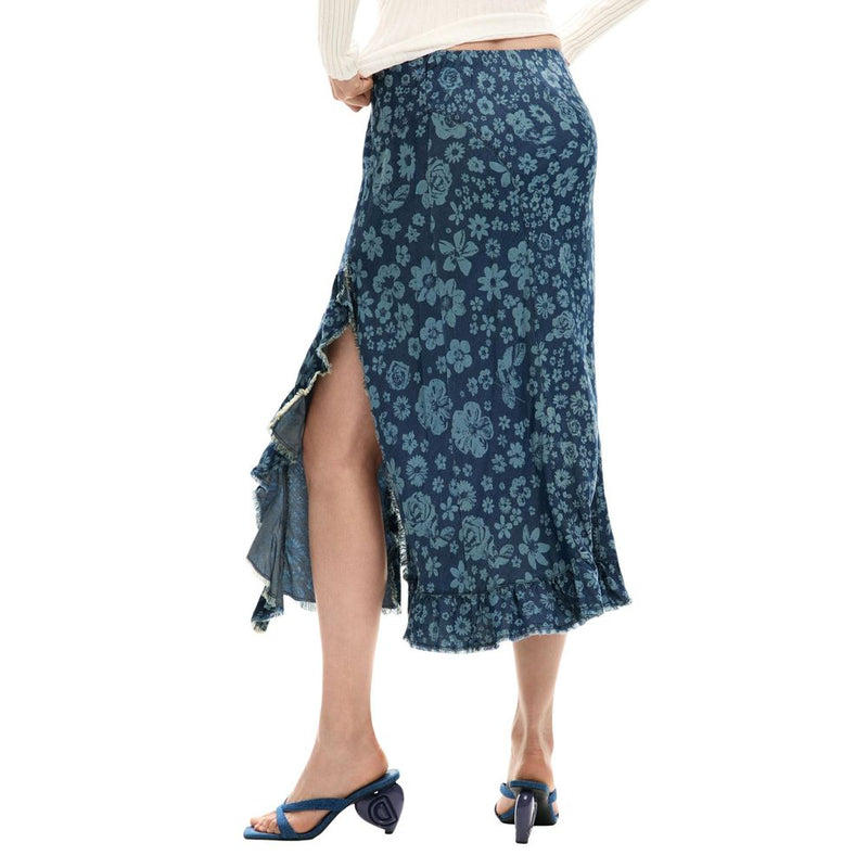 Desigual FAL_ANEM 26SWFW04 Blue Lyocell Long Skirt