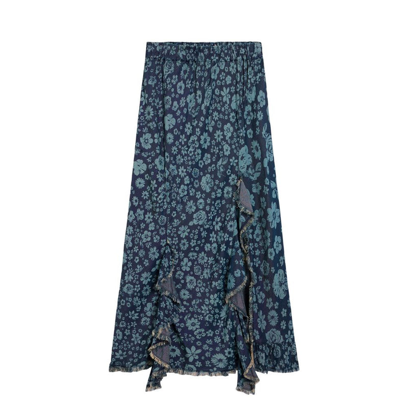 Desigual FAL_ANEM 26SWFW04 Blue Lyocell Long Skirt