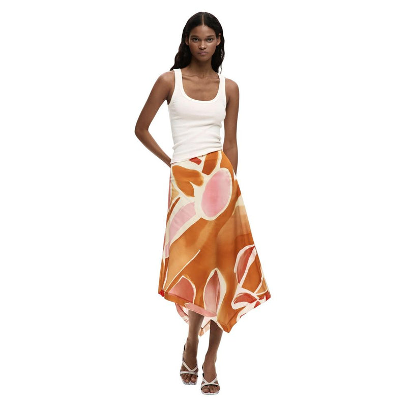 Desigual FAL_VENT_ORANGE Orange Viscose Long Skirt