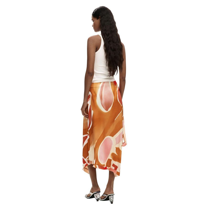 Desigual FAL_VENT_ORANGE Orange Viscose Long Skirt