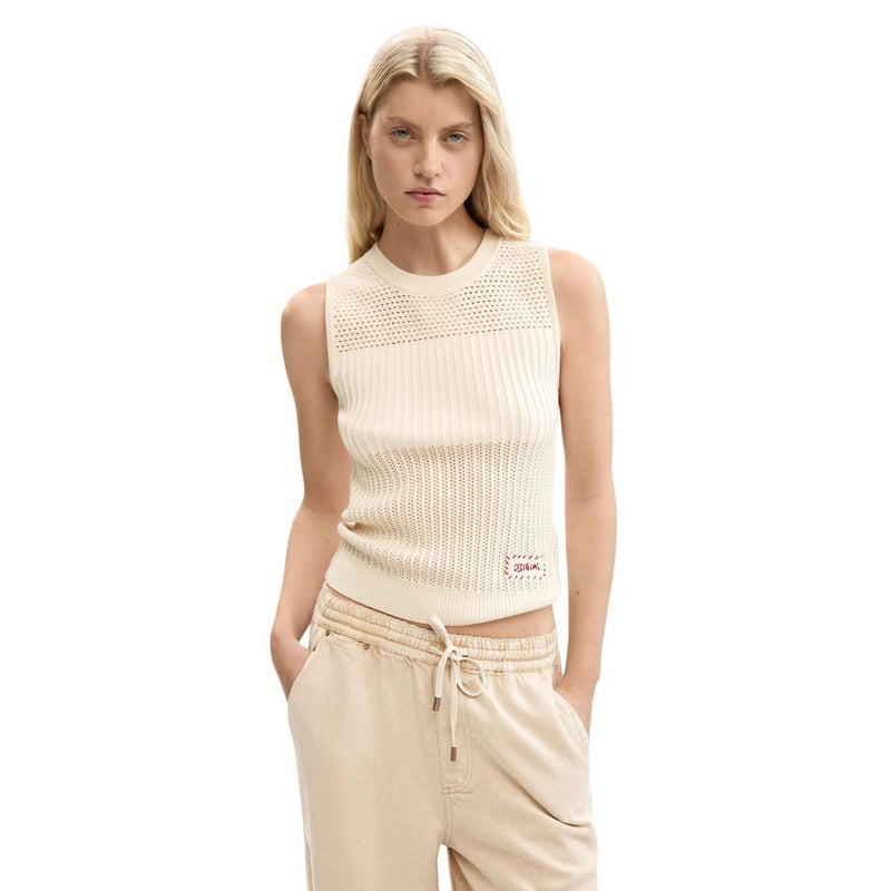 Desigual TS_ROMA Beige Cotton Tank Top for Women