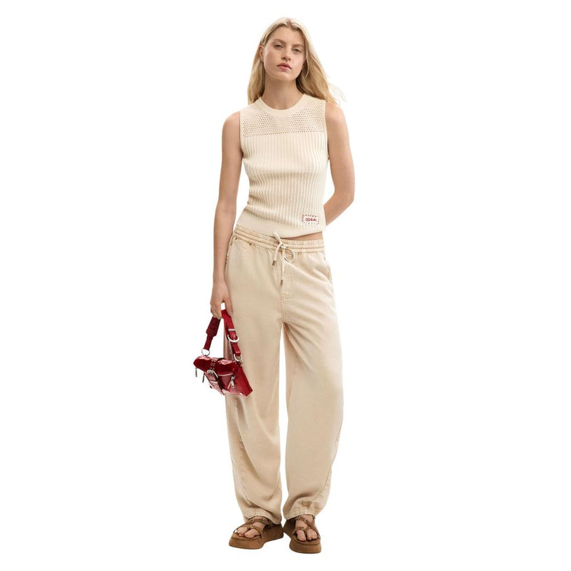 Desigual TS_ROMA Beige Cotton Tank Top for Women