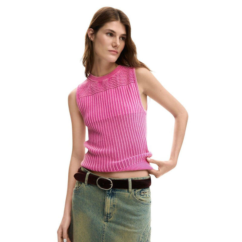 Desigual TS_ROMA Pink Cotton Tank Top for Women