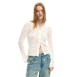 Desigual Cream Viscose Long Sleeve T-Shirt