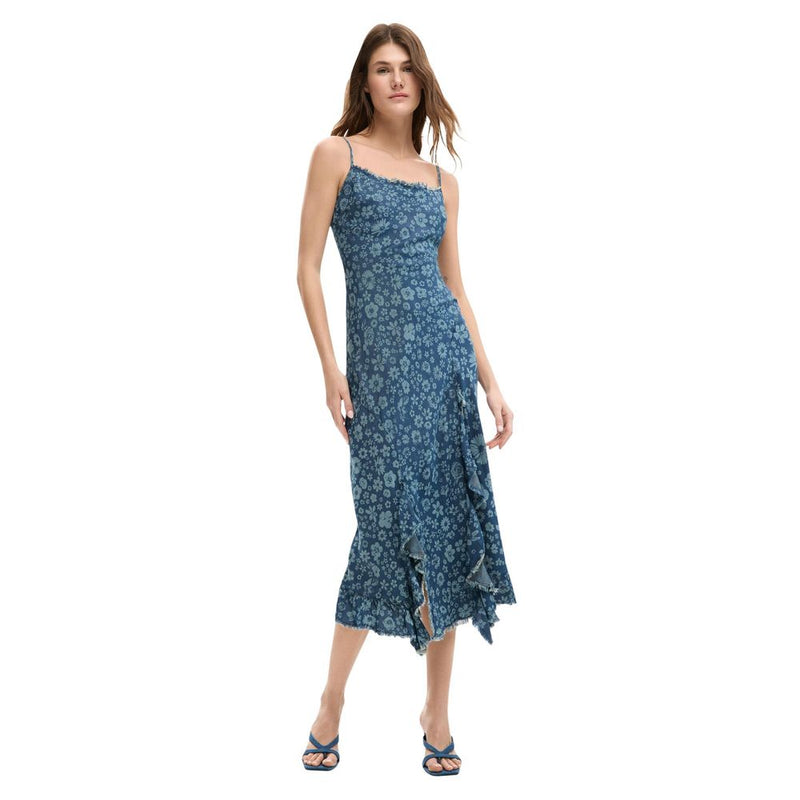 Desigual VEST_CHAM 26SWVW33 Blue Lyocell Long Dress