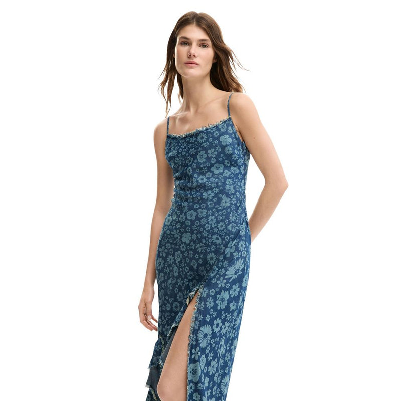 Desigual VEST_CHAM 26SWVW33 Blue Lyocell Long Dress