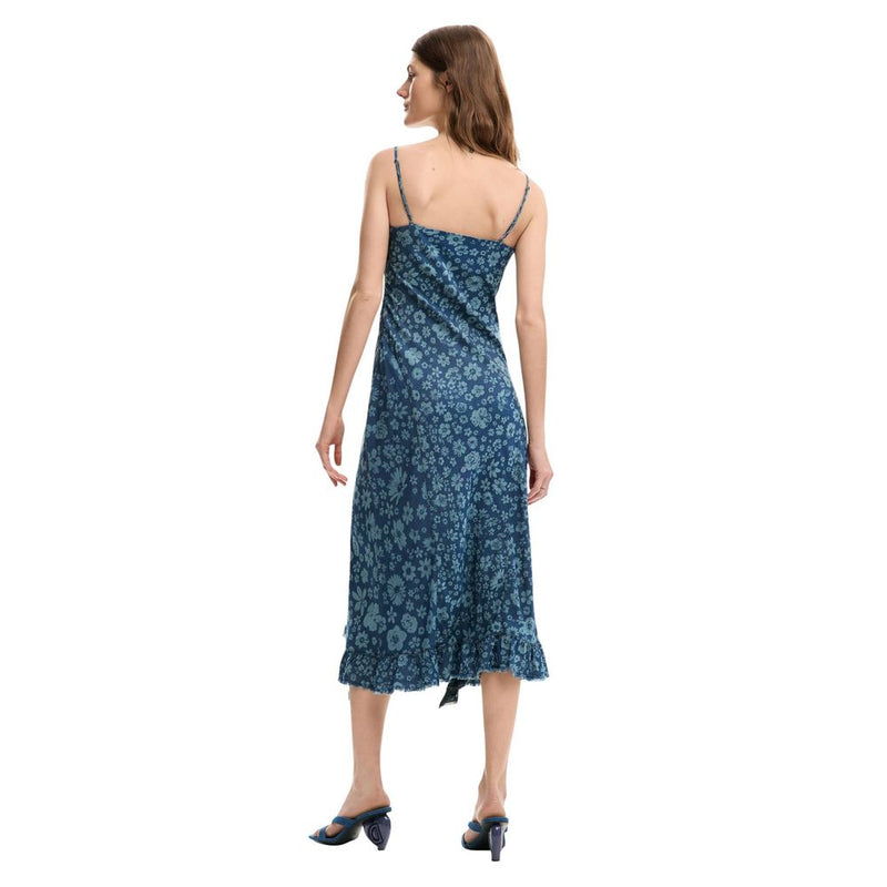 Desigual VEST_CHAM 26SWVW33 Blue Lyocell Long Dress