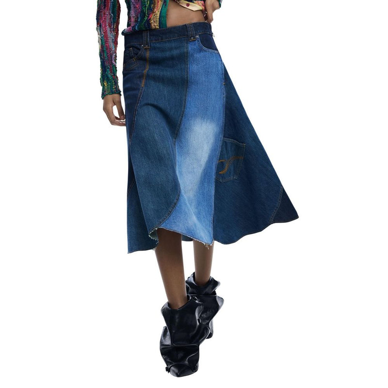 Desigual REPRISE_FAL_PARCH 26SWFDX0 Blue Cotton Long Skirt
