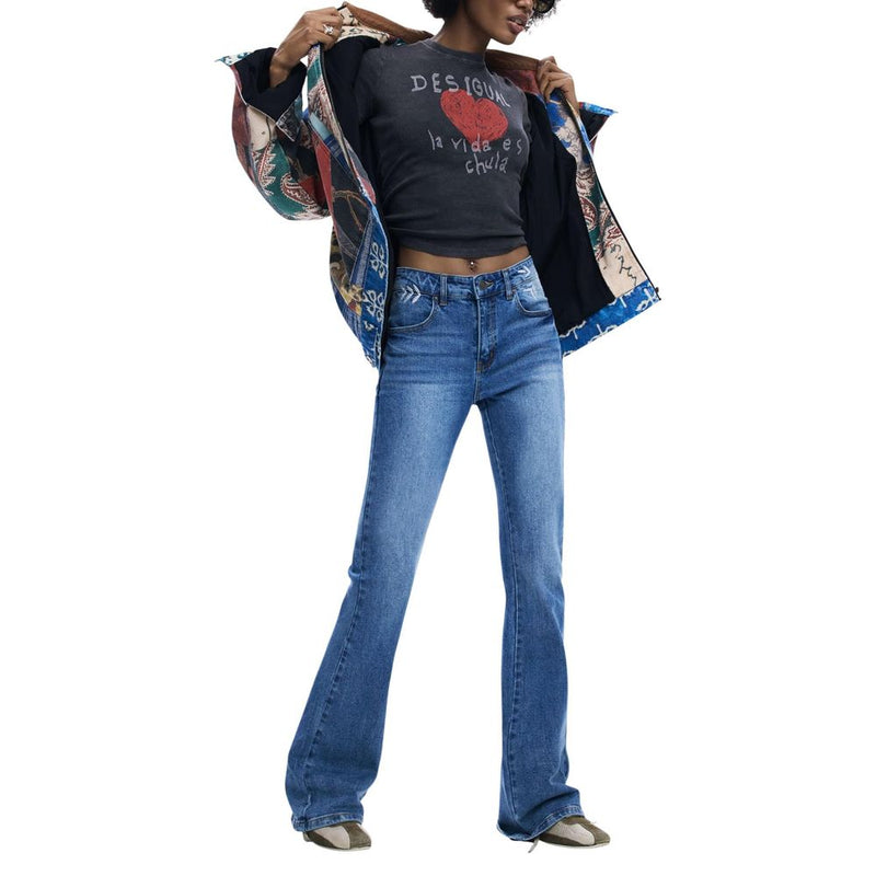 Desigual Light Blue Cotton Mom Jeans for Women