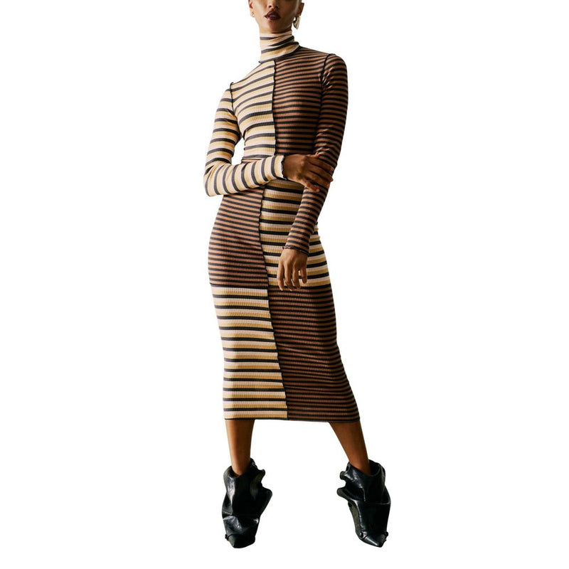 Desigual REPRIS_VEST_AVIEMORE Brown Cotton Long Dress