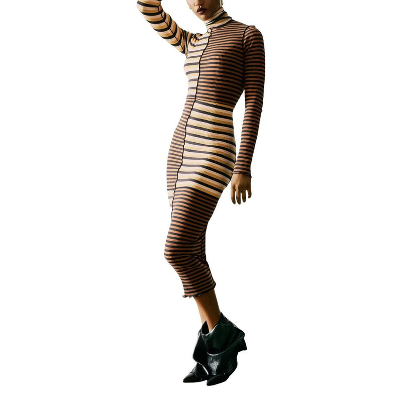Desigual REPRIS_VEST_AVIEMORE Brown Cotton Long Dress