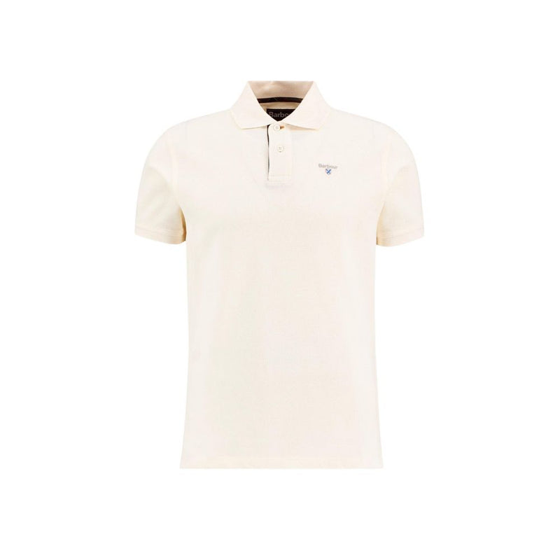 Barbour Cream Cotton Polo Shirt - Tartan Detail