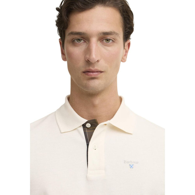 Barbour Cream Cotton Polo Shirt - Tartan Detail