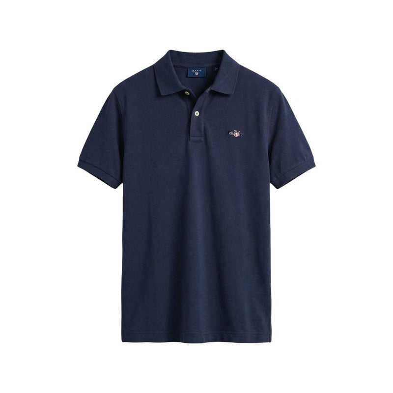 Gant Blue Cotton Polo Shirt - Classic Short Sleeve Pique