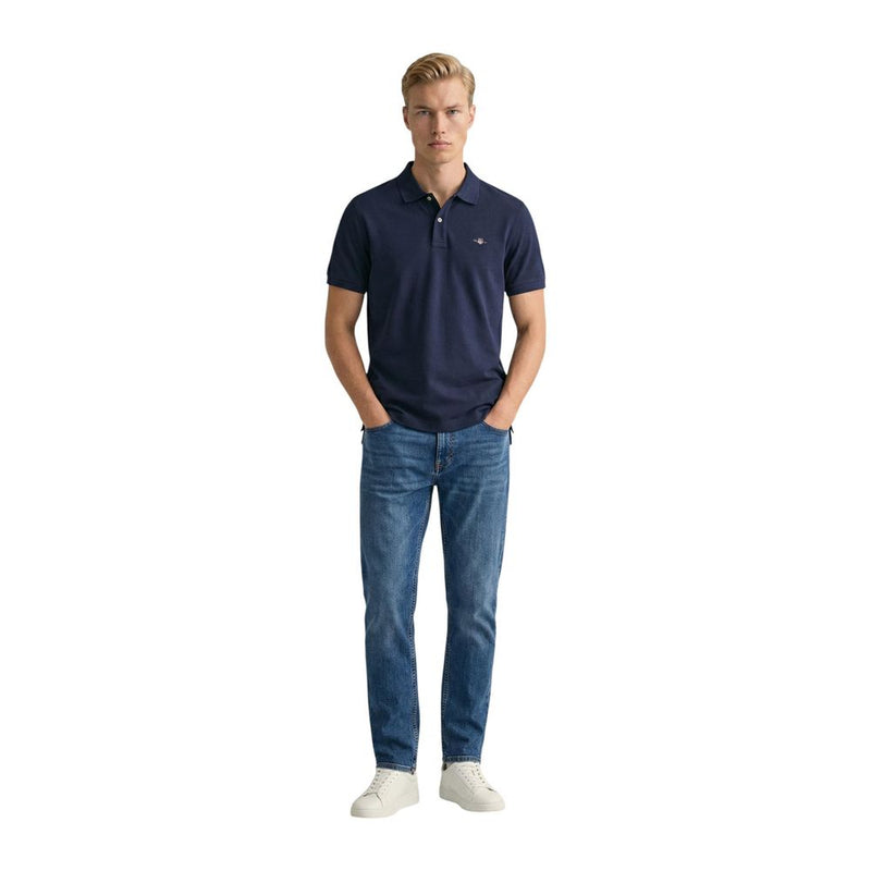 Gant Blue Cotton Polo Shirt - Classic Short Sleeve Pique