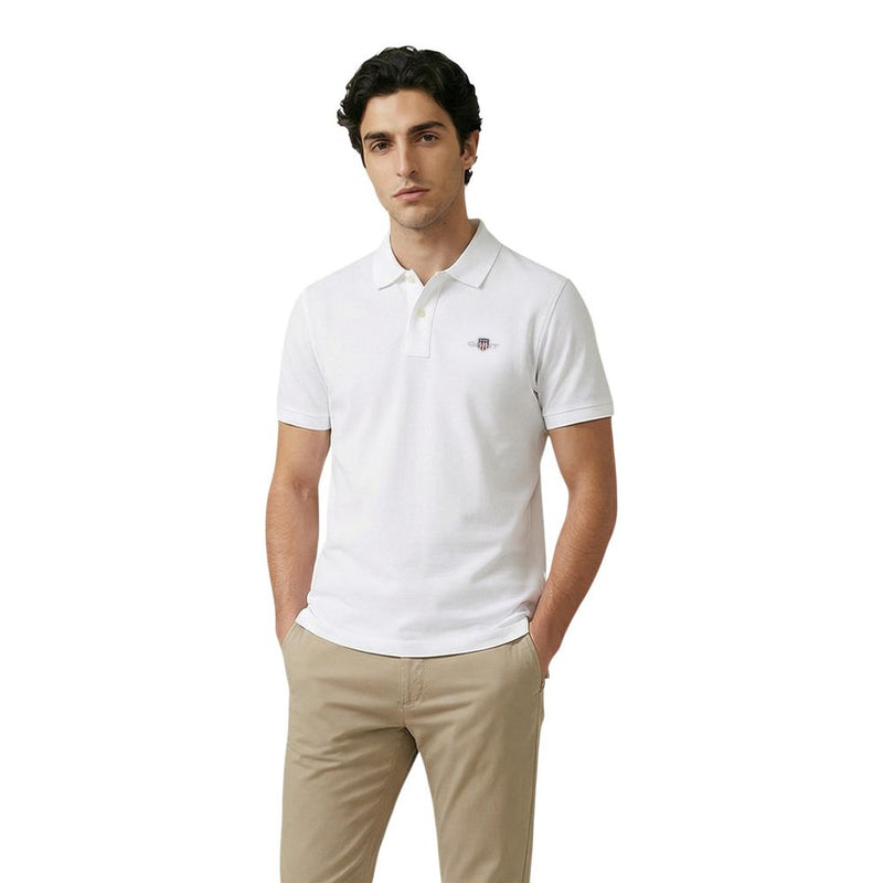 Gant White Cotton Polo Shirt - Classic Short-Sleeve Style