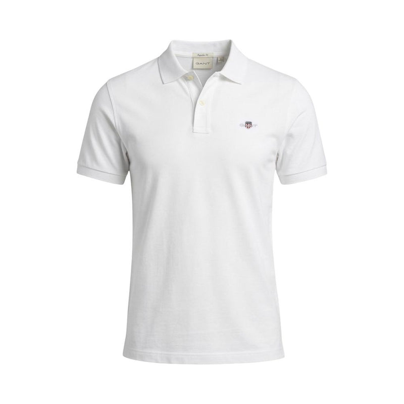 Gant White Cotton Polo Shirt - Classic Short-Sleeve Style