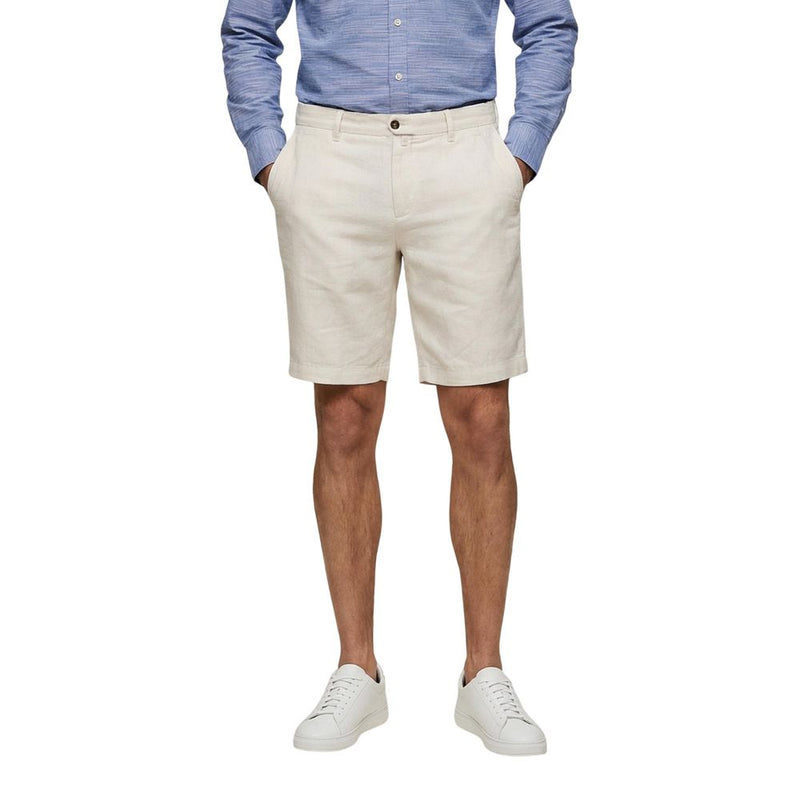 Borghese White Linen Bermuda Shorts for Men