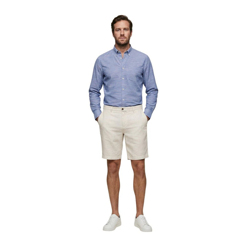 Borghese White Linen Bermuda Shorts for Men