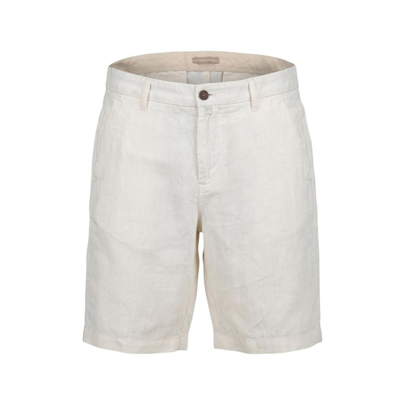 Borghese White Linen Bermuda Shorts for Men