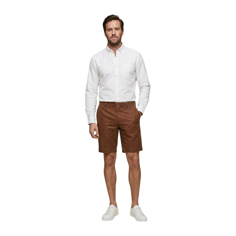 Borghese Beige Linen Bermuda Shorts for Men