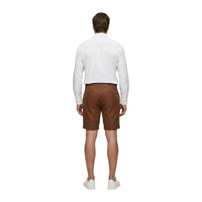 Borghese Beige Linen Bermuda Shorts for Men