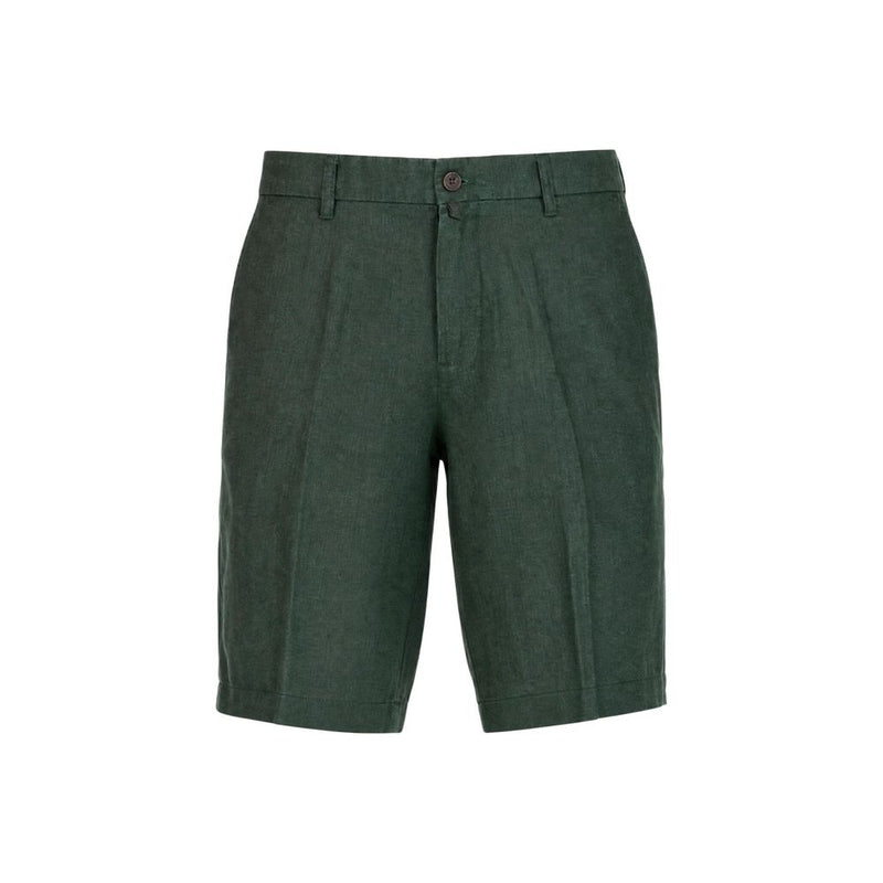 Borghese Green Linen Bermuda Shorts for Men