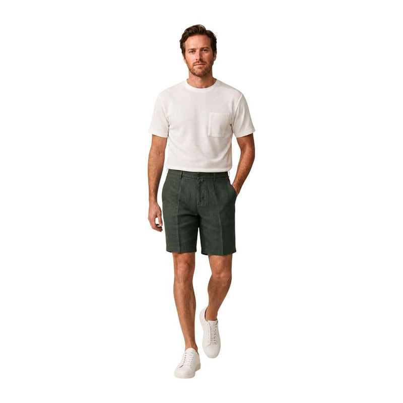 Borghese Green Linen Bermuda Shorts for Men