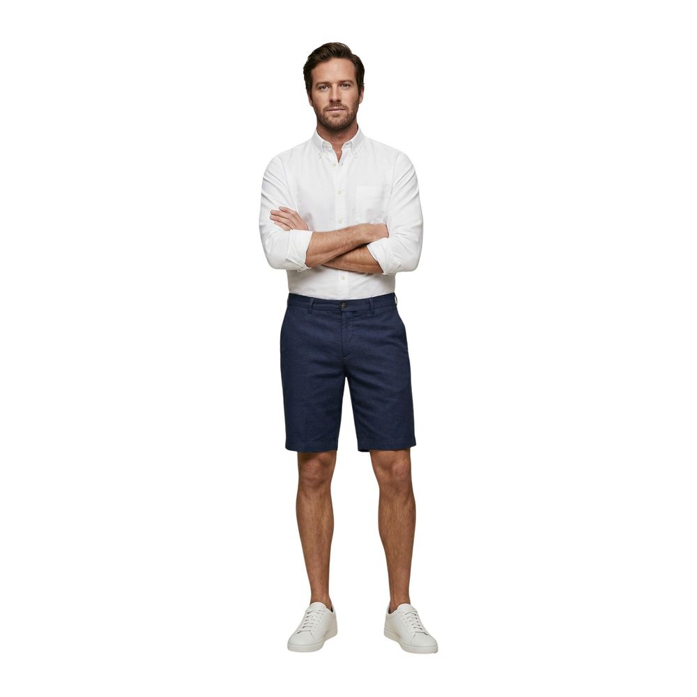 Borghese Blue Linen Bermuda Shorts