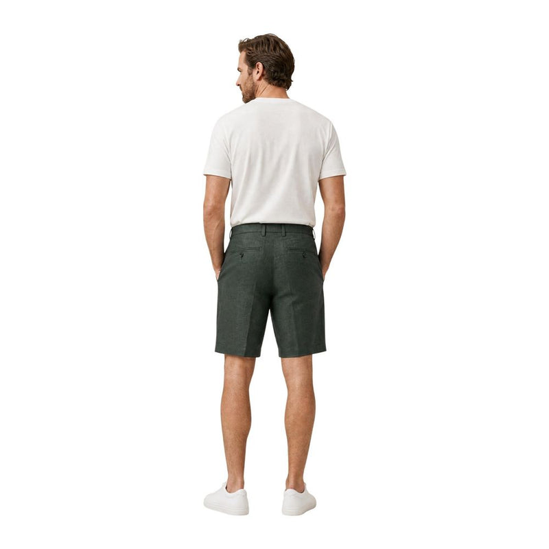 Borghese Green Linen Bermuda Shorts for Men