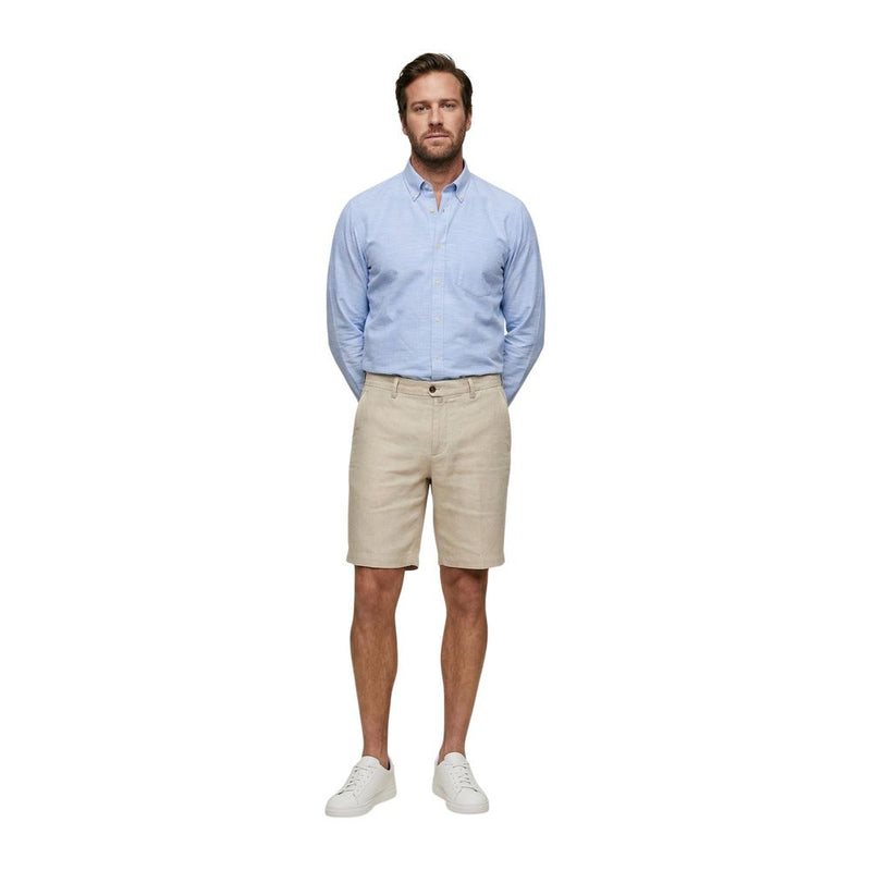 Borghese Beige Linen Bermuda Shorts for Men