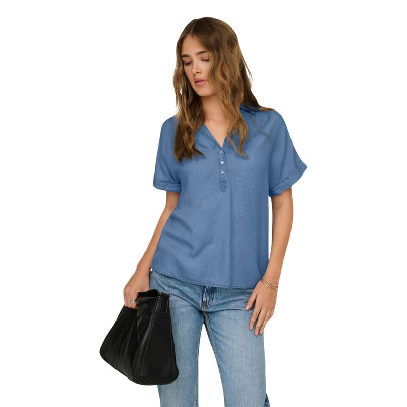 Only ONLCHARIS Blue Lyocell Shortsleeve Shirt for Women