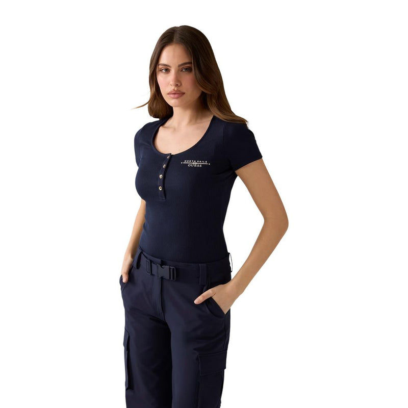 T-shirt Guess GUESSXNS SERAFINO SL Bleu en Viscose