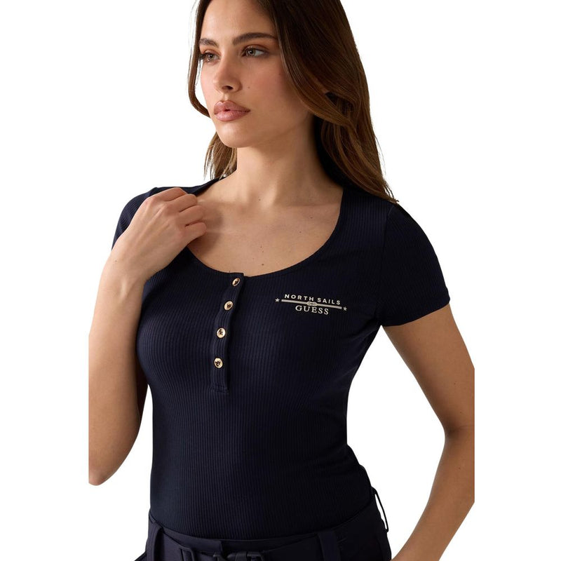 T-shirt Guess GUESSXNS SERAFINO SL Bleu en Viscose