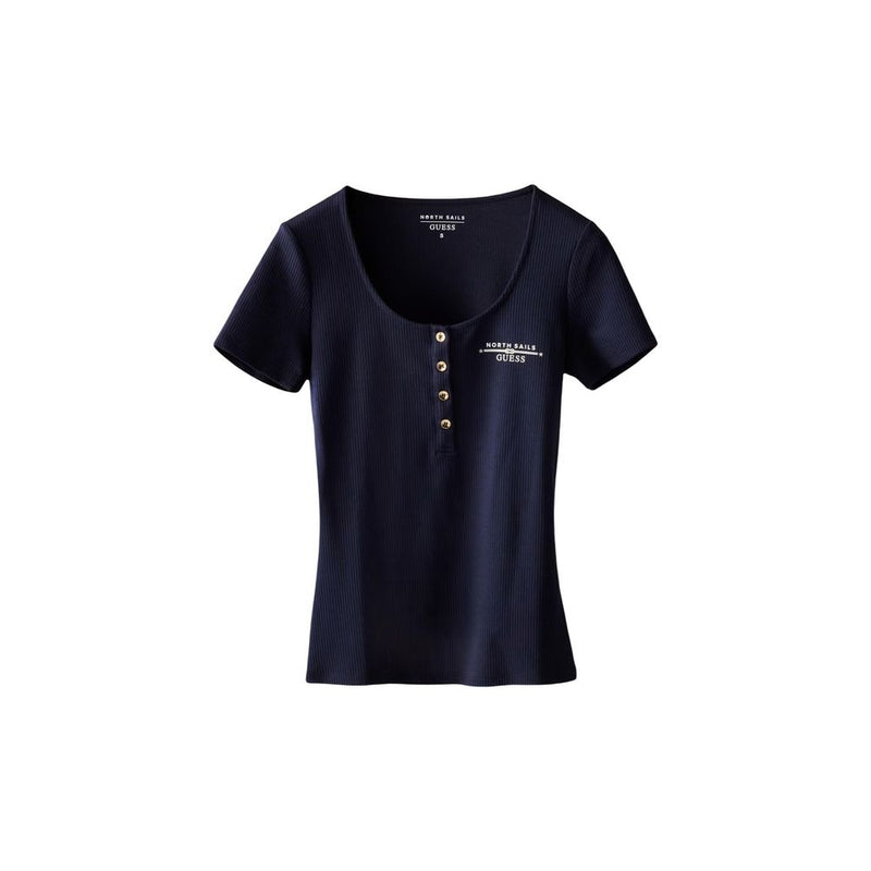 T-shirt Guess GUESSXNS SERAFINO SL Bleu en Viscose