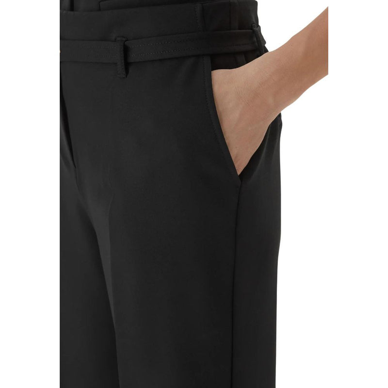 Guess Black Viscose Structured Crepe G-Belt Pants
