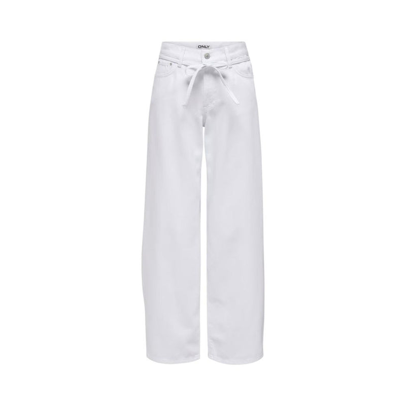 Only White Cotton Mom Jeans - ONLGIANNA MW STRAIGHT DOT DNM NOOS