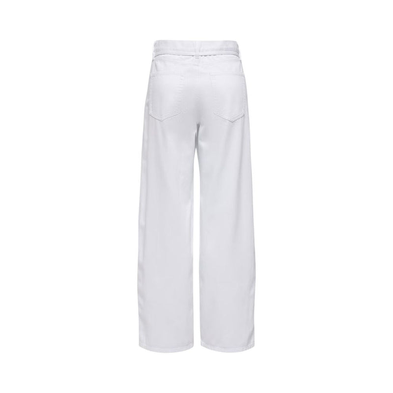 Only White Cotton Mom Jeans - ONLGIANNA MW STRAIGHT DOT DNM NOOS