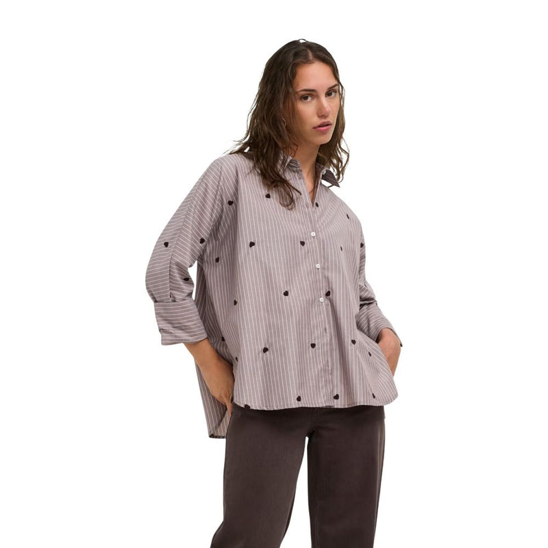 Only Brown Recycled Polyester Blouse - LINA GRACE STR EMB SHIRT